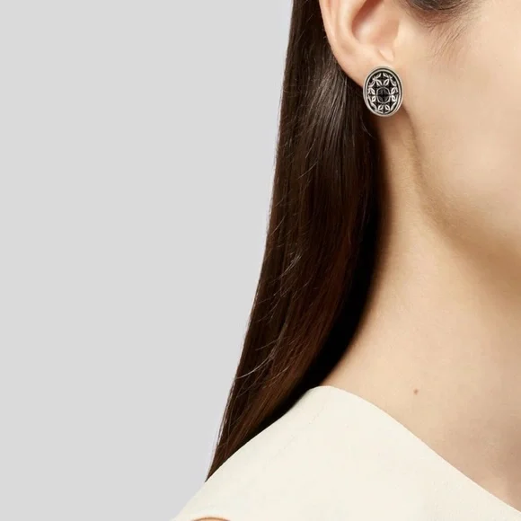 Michael Dawkins Earrings Sterling Silver Pierced Floral design - Picture 2 of 6